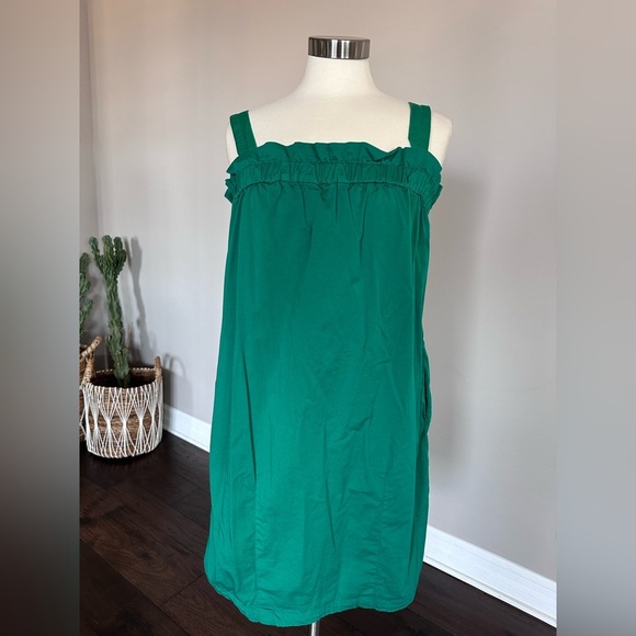 Everlane Paperbag Tank Dress Organic Cotton Removable/Adjustable Straps Green LG - Picture 9 of 16